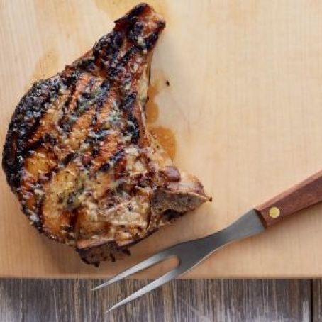 Double-Cut Pork Chops with Garlic Butter