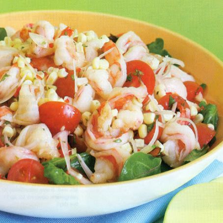 Shrimp & Arugula Salad with Cherry Tomatoes & Corn