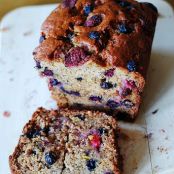 Strawberry Banana Bread with Blueberries