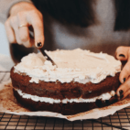 VEGAN + GLUTEN-FREE CHOCOLATE CAKE WITH VANILLA BUTTERCREAM FROSTING