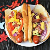 HOT DOGS WITH PINEAPPLE BACON CHIPOTLE SLAW