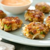 Mini Crab Cakes with Spicy Red Pepper Sauce