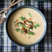Creamy Parsnip Soup with Pear and Walnuts