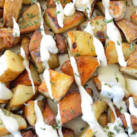 Roasted Potatoes with Creamy Garlic Butter Sauce