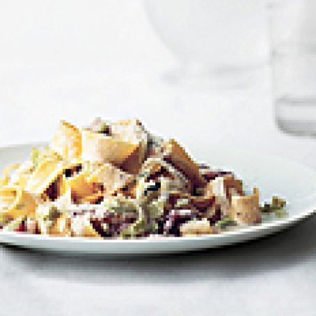 Creamy Pappardelle with Leeks and Bacon