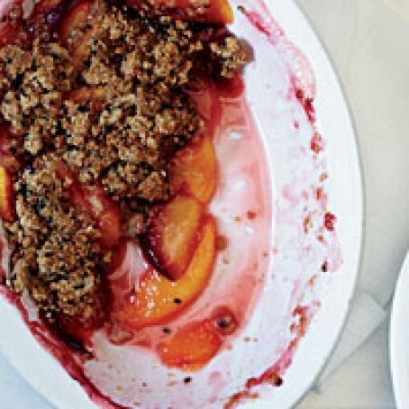 Peaches and Plums with Sesame Crumble