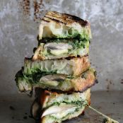 Portobello, Gouda and Kale Pesto Grilled Cheese