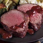 Sear-Roasted Beef Tenderloin with Port and Cranberry Sauce