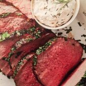 HERB CRUSTED BEEF WITH DIJON CREAM SAUCE