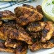 Grilled Chicken Wings with Spicy Chipotle Hot Sauce and Blue Cheese-Yogurt Dipping Sauce