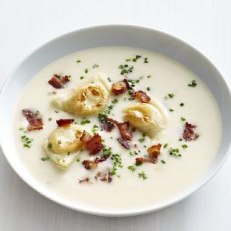 Potato-Leek Soup with Mini Pierogi