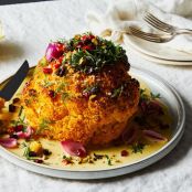 Cauliflower (Whole Roasted) with Turmeric-Tahini Sauce & Pistachios