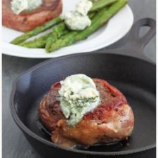 Bacon Wrapped Filet with Bleu Cheese Butter.