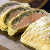 Salmon Wellington with White Wine Sauce