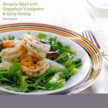 Arugula Salad with Grapefruit Vinaigrette & Spicy Shrimp