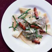 Eggplant Ravioli with Gewürztraminer and Bacon