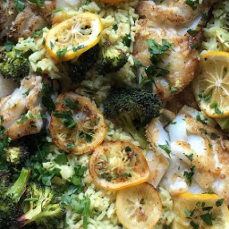 Ginger-Lemon Cod with Roasted Broccoli & Rice