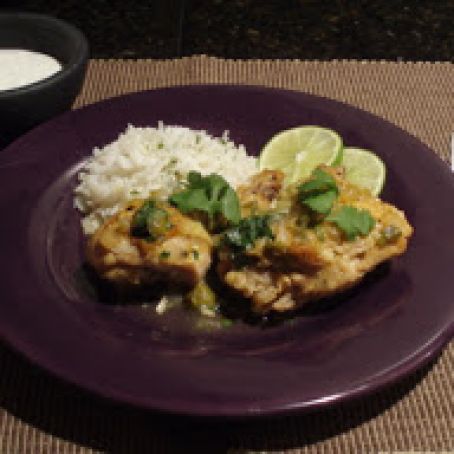 Braised Chicken the Tomatillos and Jalapenos