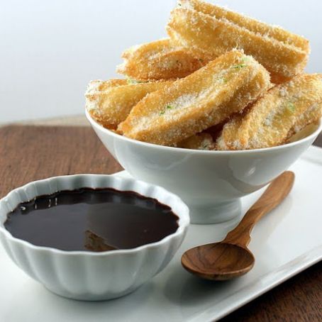Churros with Lime Sugar and Chocolate Sauce