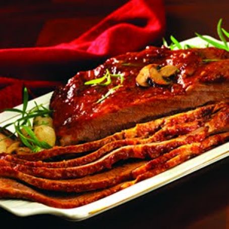 Beef Brisket with Mushrooms and Pearl Onions