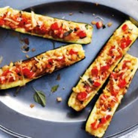 Tomato & Cheese-Stuffed Zucchini