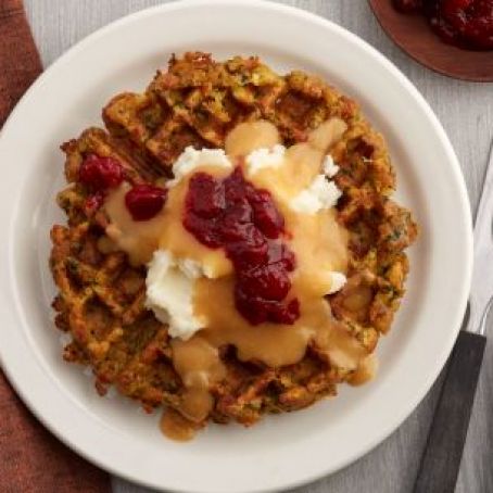 Leftover Stuffing Waffles