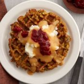 Leftover Stuffing Waffles
