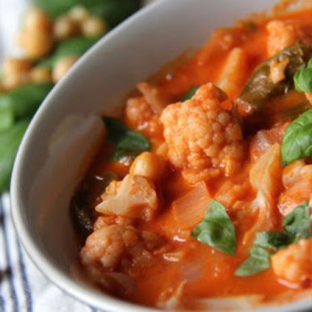 Coconut Cauliflower and Chickpea Soup