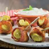 Bacon Wrapped Artichoke Bites with a Basil Mayo