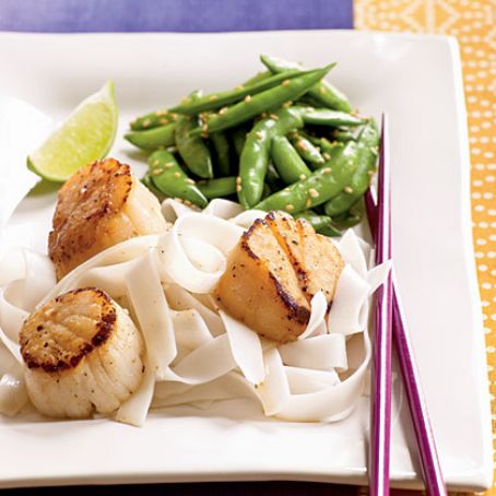 Caramelized Scallops and Sugar Snap Peas