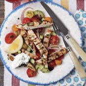 Chicken Horiataki Salad with Tzatziki