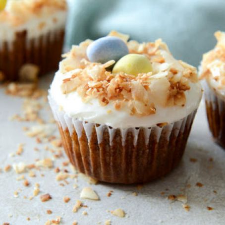 CAKE - Banana Carrot Cake Cupcakes with Coconut Cream Cheese Frosting