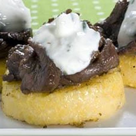 Grilled Sirloin with Polenta and Sour Cream