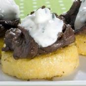 Grilled Sirloin with Polenta and Sour Cream