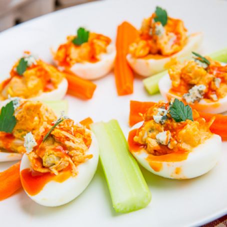Buffalo Chicken Deviled Eggs