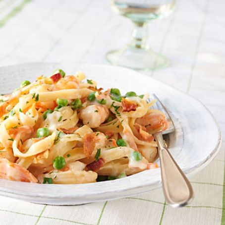 Creamy Fettucini with Shrimp and Bacon