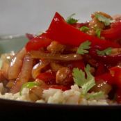 Asian Barbecued Chicken Stir Fry with Peanuts & Rice (Rachael Ray)