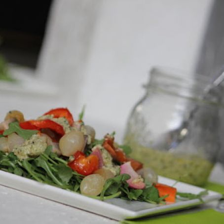 Roasted Vegetable Salad with Stinking Rose Dressing