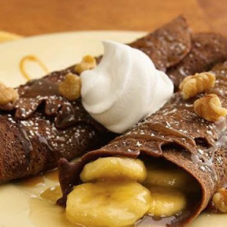 Banana-Filled Caramel-Chocolate Crepes