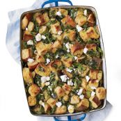 Spinach Bread Pudding with Lemon and Feta