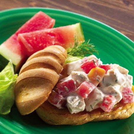 Chicken Salad with Watermelon and Peaches