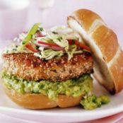 Salmon Burger with Avocado Lime Guacamole