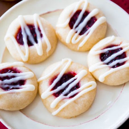 Raspberry Almond Thumbprint Cookies 