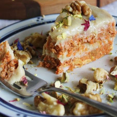 Raw Carrot Cake with Cashew Cream Cheese Frosting