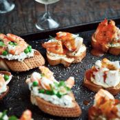 Lobster Crostini with Buttery Tomato & Champagne Sauce