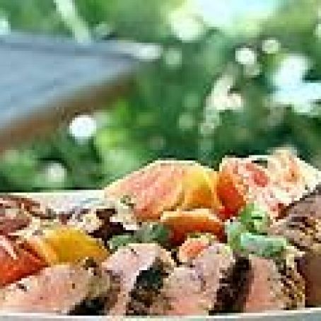 Grilled Pork Tenderloin with Spicy Chile-Coconut Tomato Salad