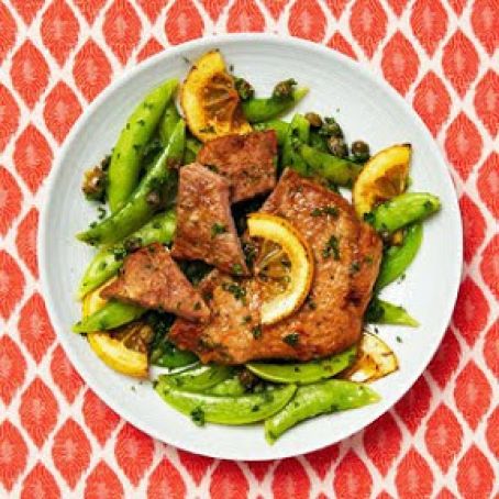 Pork Scallopine with Sugar Snap Peass