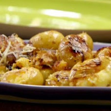 Butter and Parm Squished Potatoes