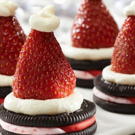 Candy Cane Oreo Santa Hat Cookies