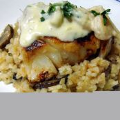 MERO EN CREMA DE COCO CON ARROZ SALTADO